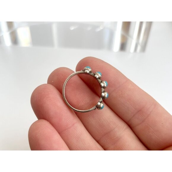 Zuni Pueblo Bell Trading Post Sterling Silver Turquoise Vintage Ring - sz 6 - Picture 9 of 11